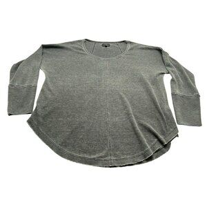 LUCKY BRAND Pullover Long Sleeve Waffle Knit Thermal Top Gray 1X 92-17